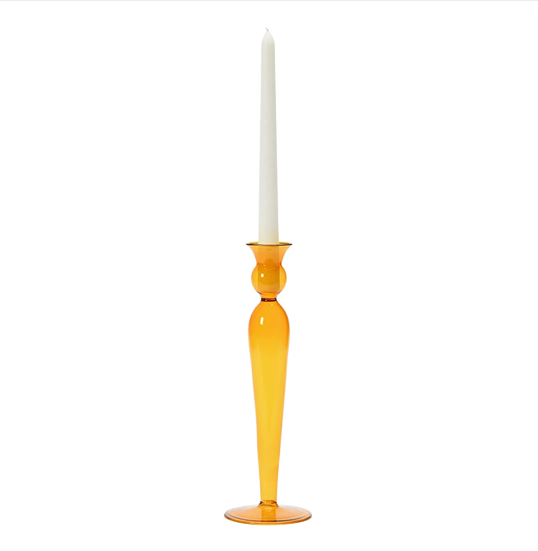 Amber Glass Candlestick
