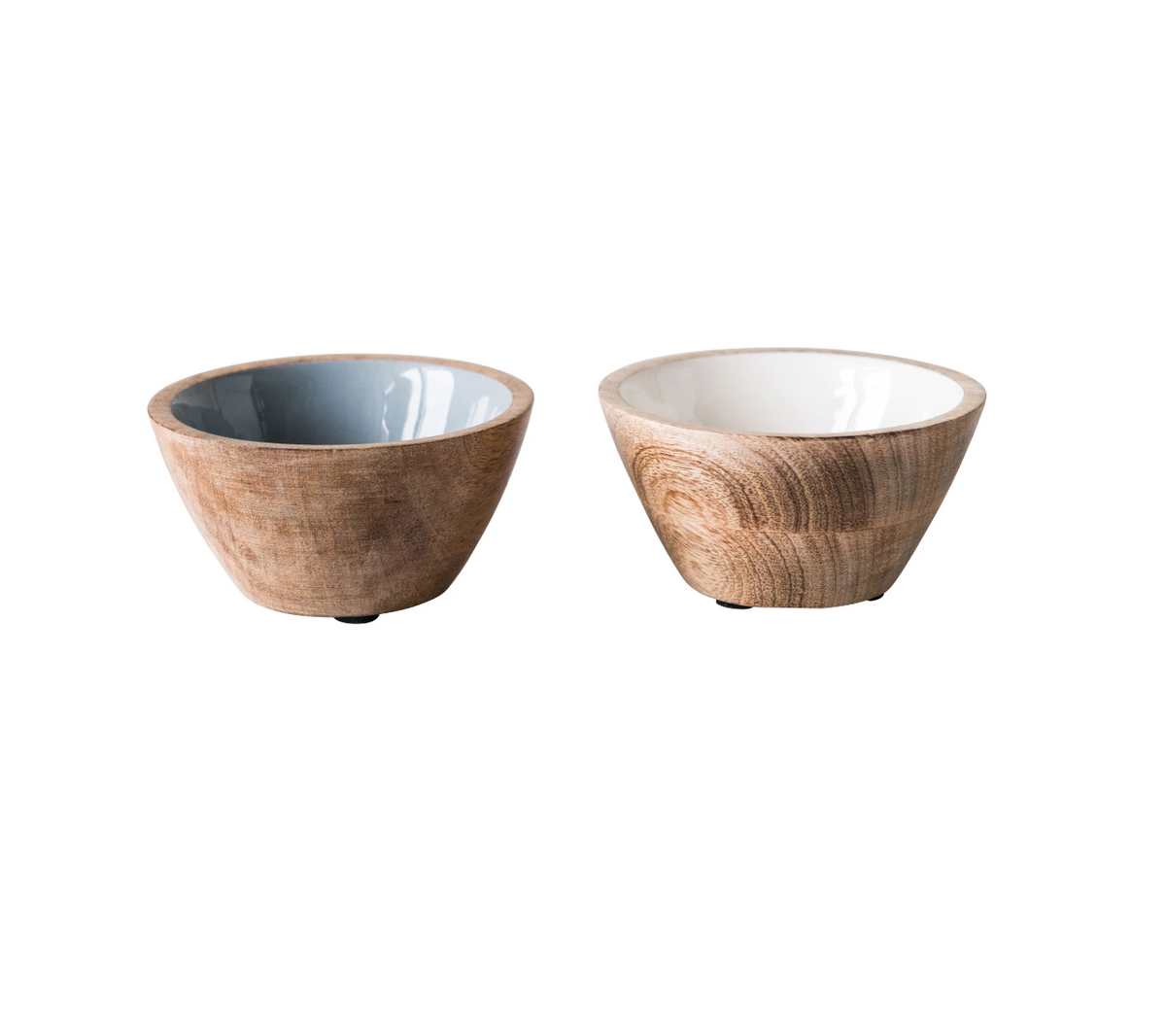 Mango Wood & Enamel Small Bowl