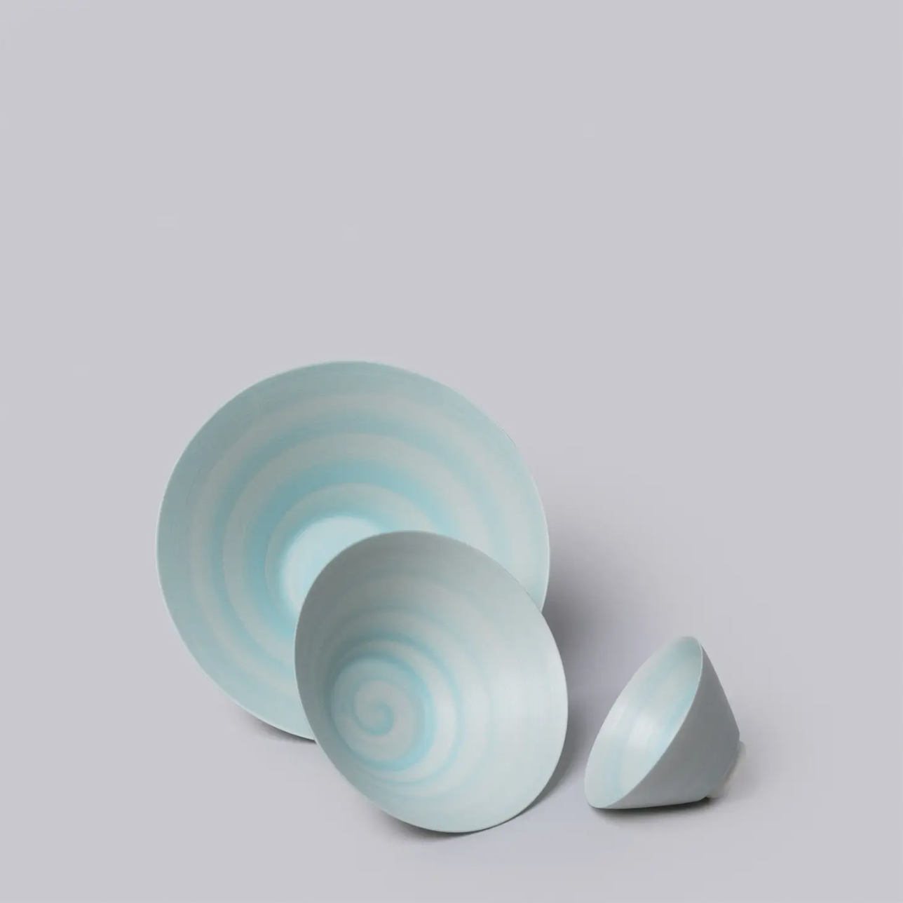 Conical Porcelain Nesting Bowls, Robin Egg Blue