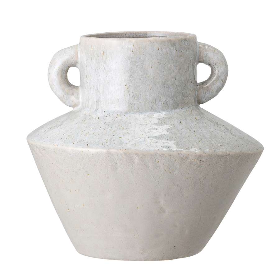 Angular Stoneware Vase with Handles