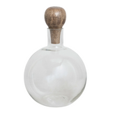 Round Glass Decanter with Mango Wood