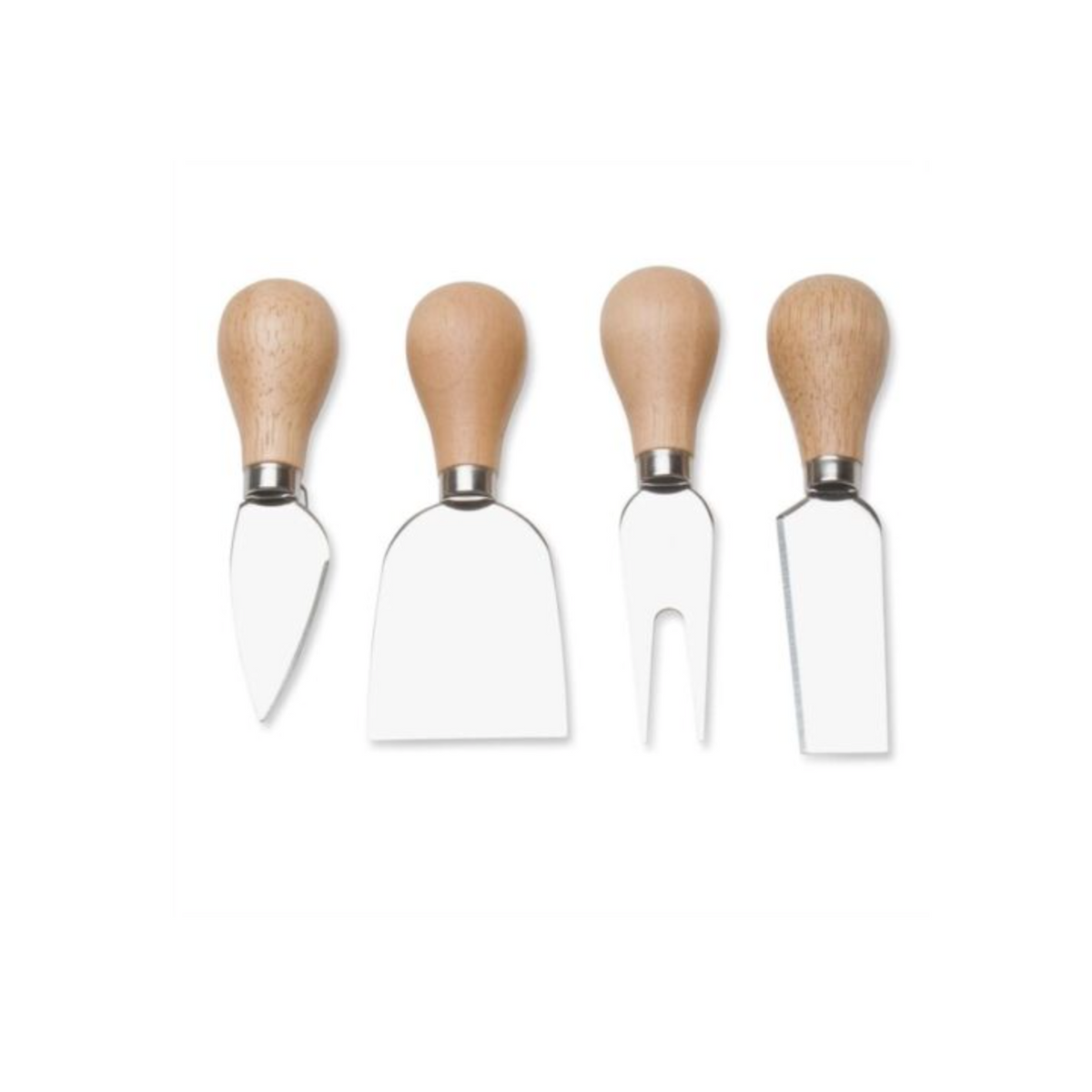 Stainless Cheese Servers with Wood Handle, Set of 4