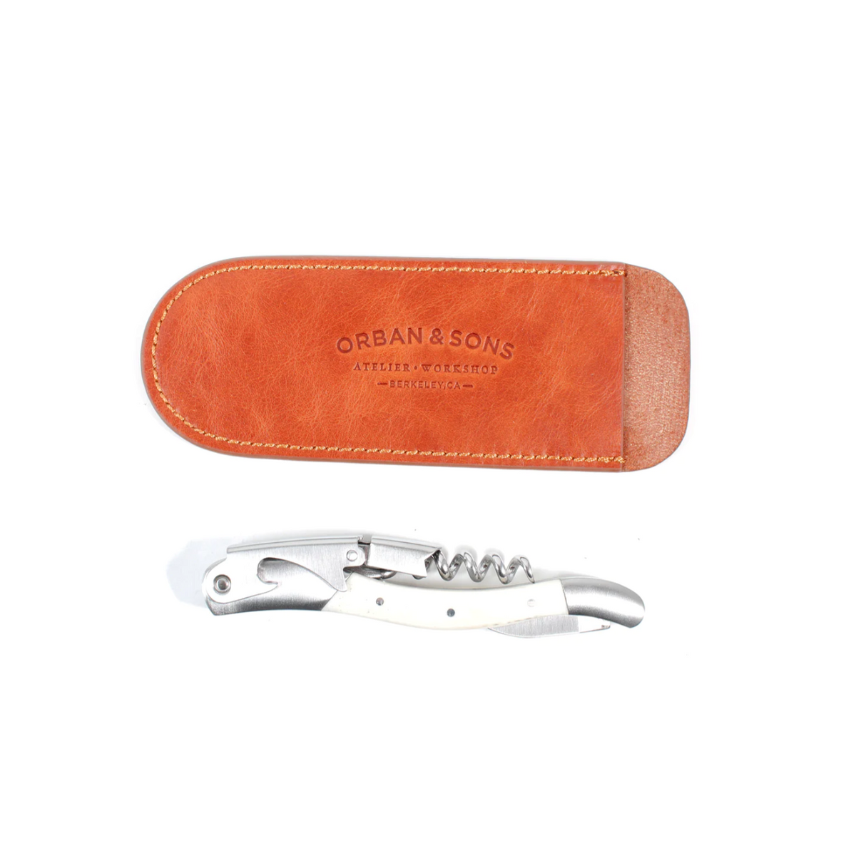 Orban & Sons Bone Corkscrew with Leather Pouch