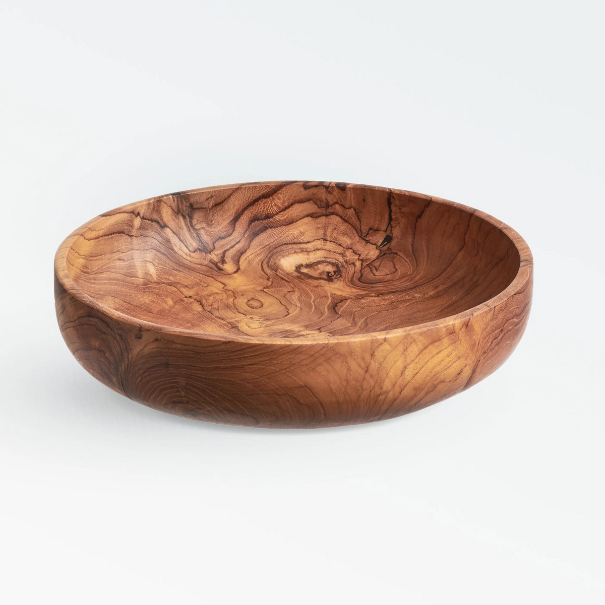 Round Bowl Carved in Teak, Medium