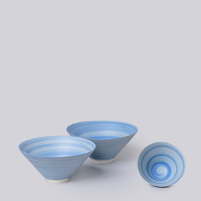 Conical Porcelain Nesting Bowls, Sky Blue