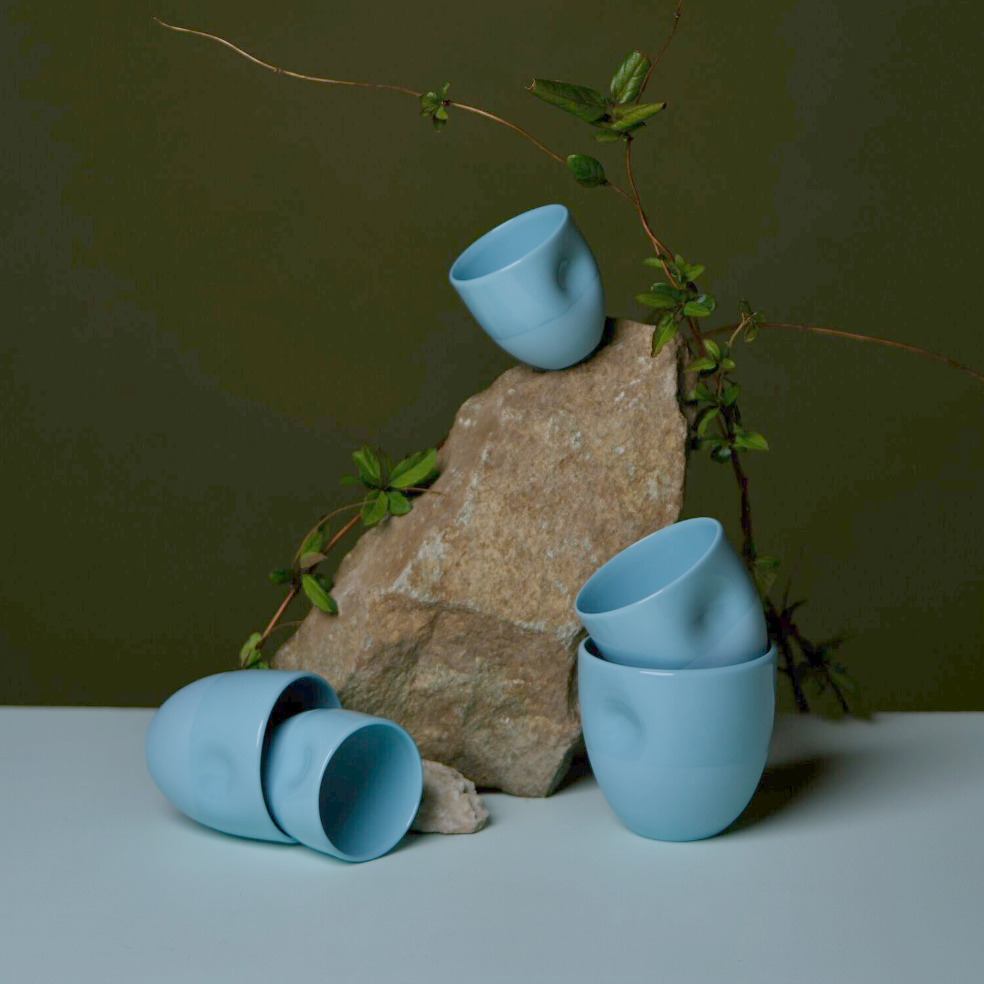 Blue Dimple Porcelain Cup