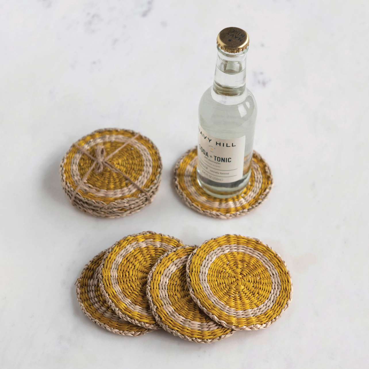 Handwoven Seagrass Coasters, Set of 4