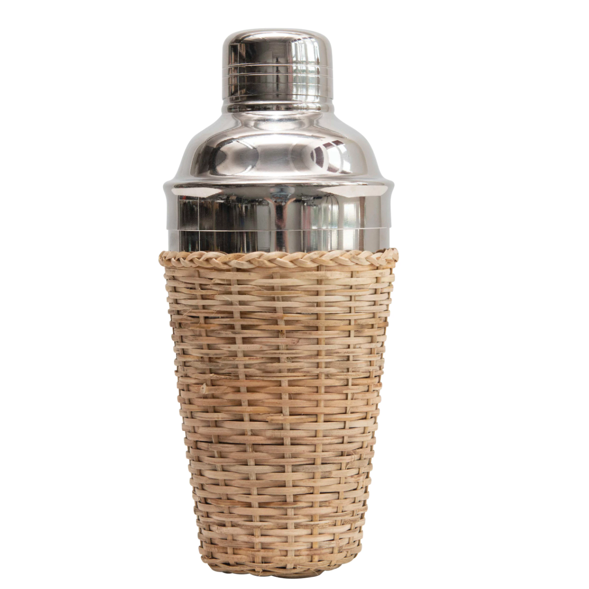 Stainless Cocktail Shaker with Rattan Sleeve