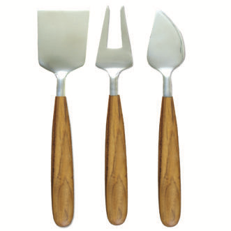 Cheese Servers in Teak & Stainless - Set of 3